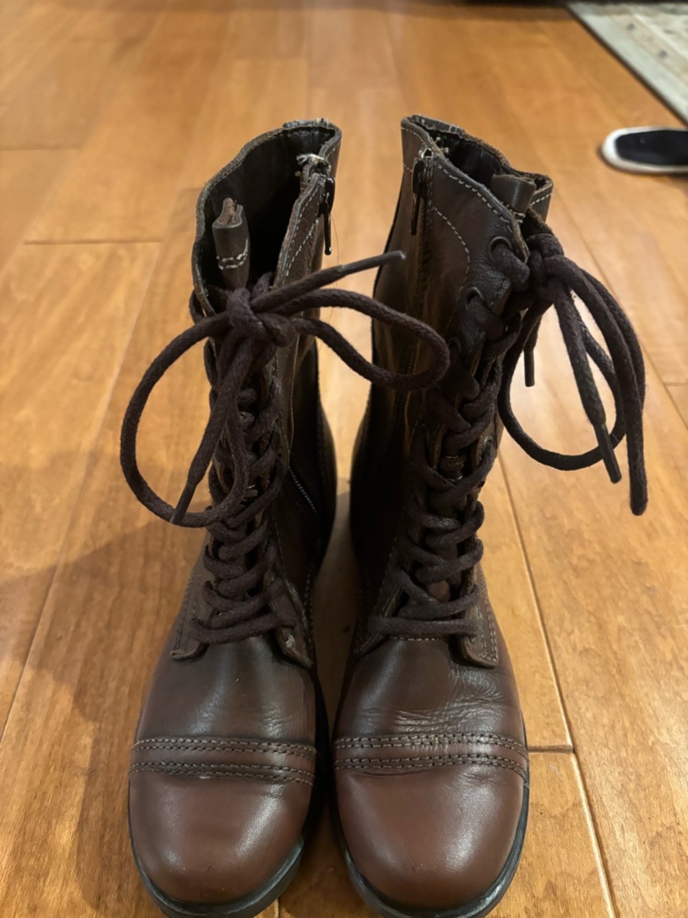 Steve Madden Dark Brown Lace-Up Combat Boots